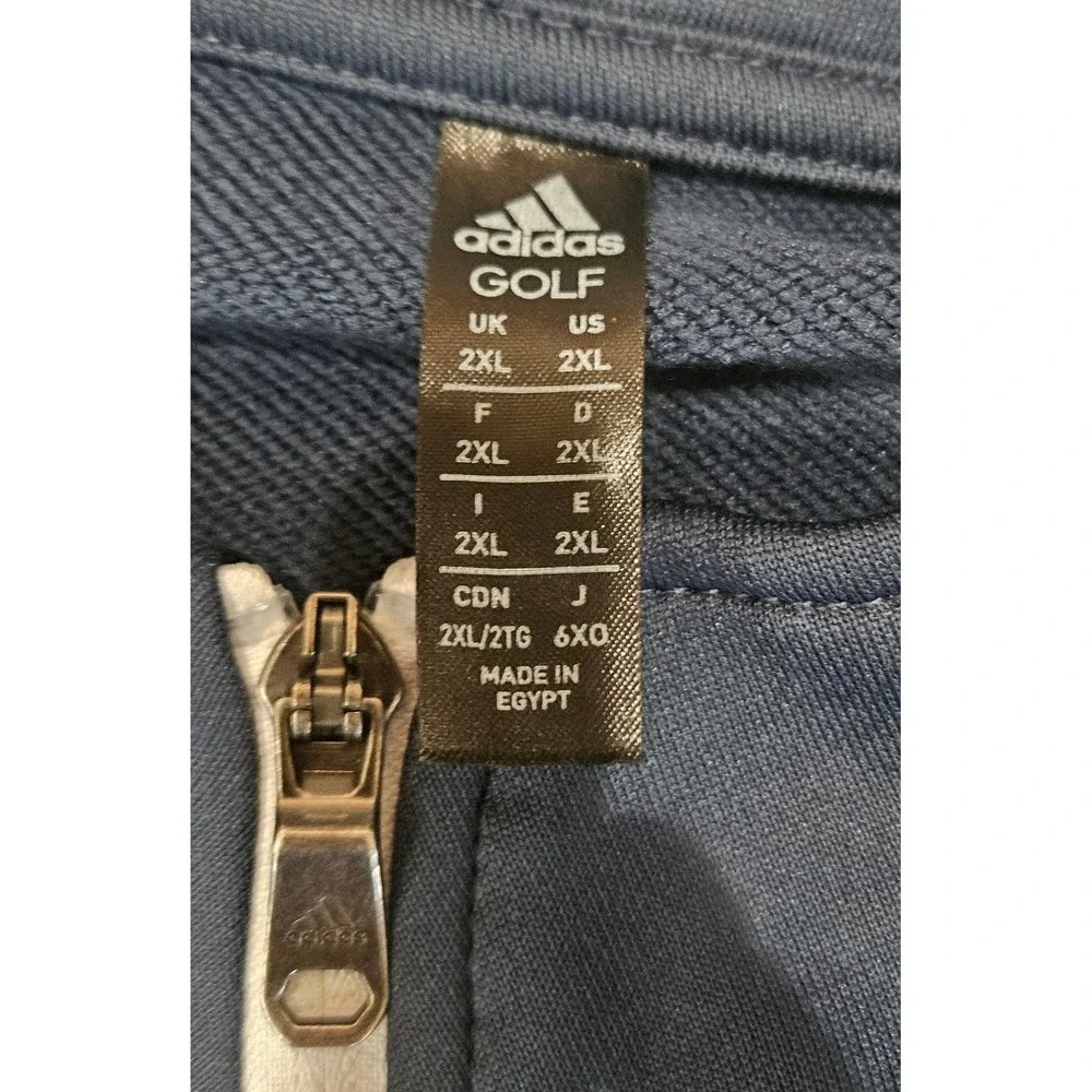 Adidas Golf Track Jacket Mens 2XL Navy Blue Full Zip 3-Stripe Logo